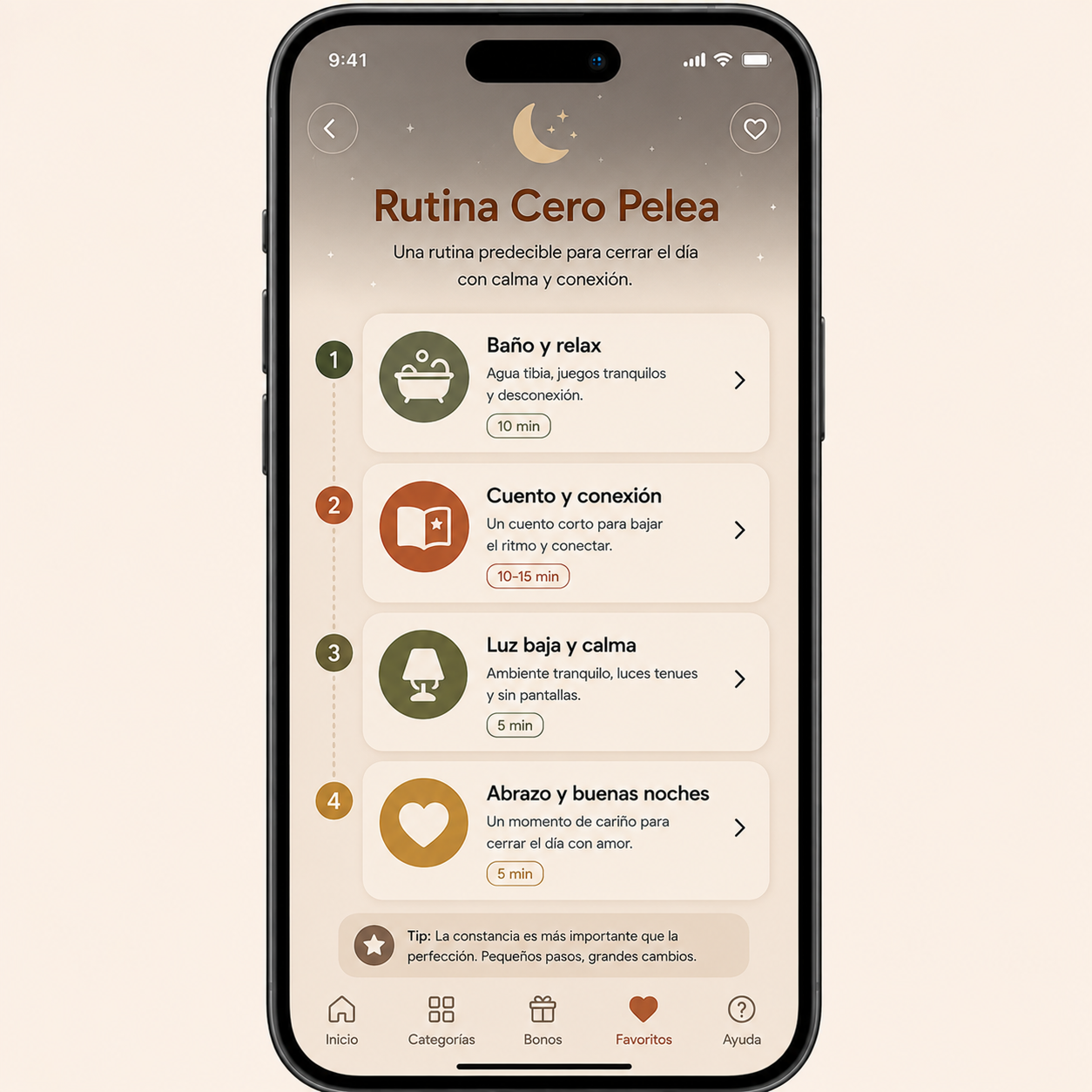 Rutina Cero Pelea Para Dormir en la app