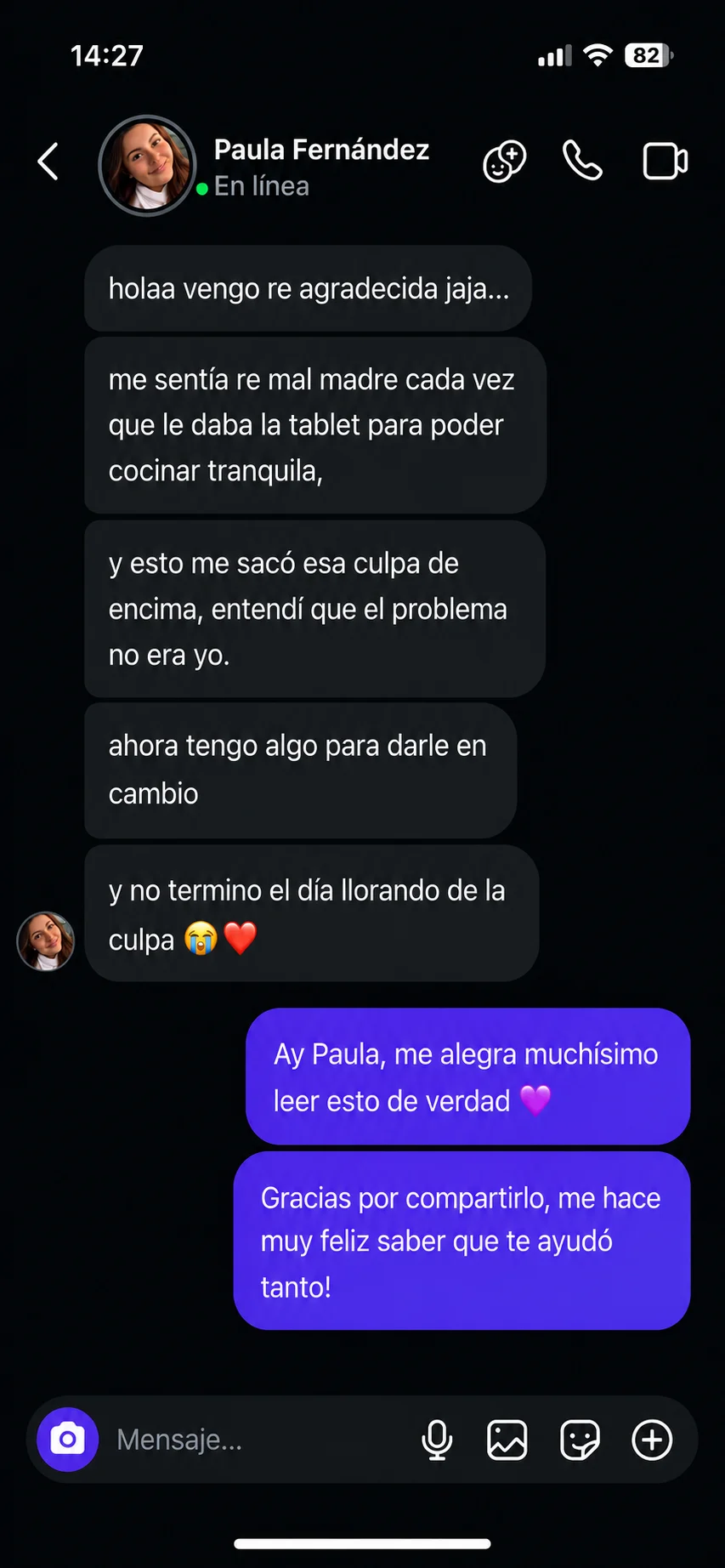Testimonio real por Instagram de Paula Fernández